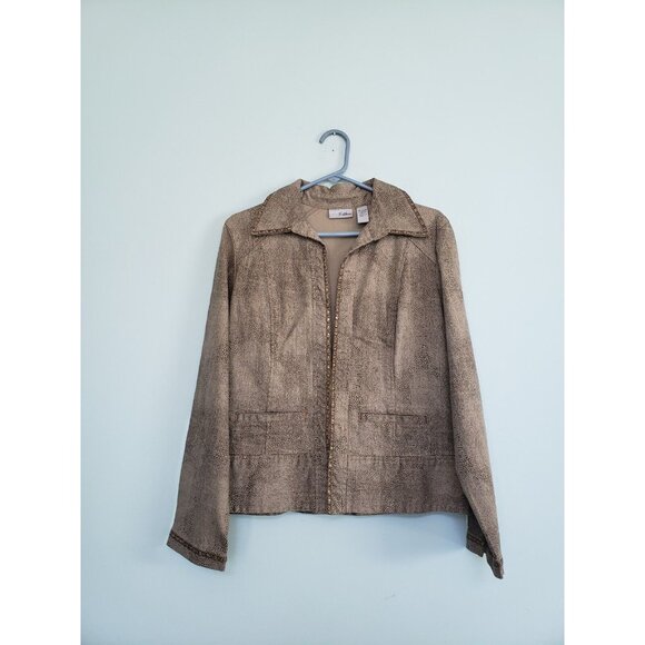 Chico's Jackets & Blazers - Chicos Platinum Sz 1 Women 8 Blazer Jacket Long Sleeve Hook Eye Front Brown